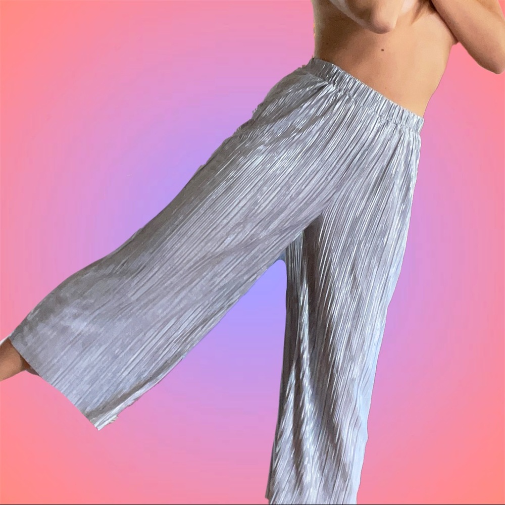 F21 Silver Pleated Pants